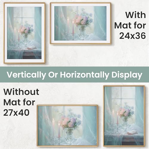 27x40 Poster Frame for Wall,Natural Solid Oak Wood Picture Frame,27 x