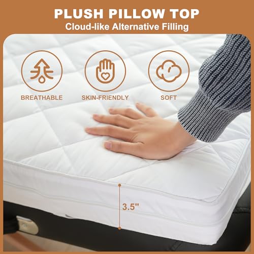 White 73X29 Inch Lash Bed Topper Set Gel Memory Foam Massage Table Waterproof Pillow Cover