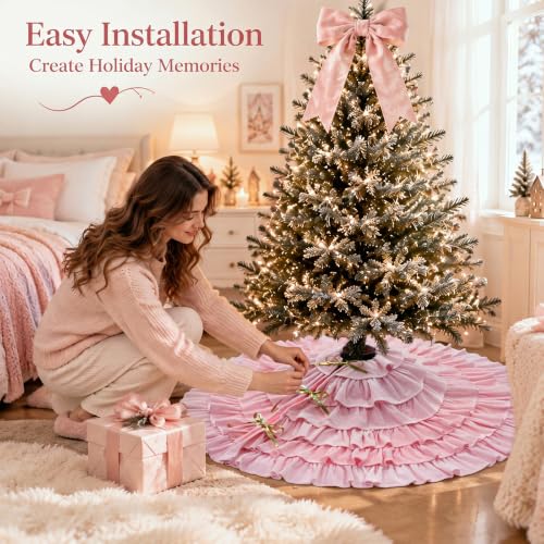 Velvet Christmas Tree Skirt 48 inch 5-tier Pink – Vertintong