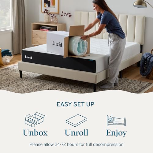 LUCID 4 Inch Blue Gel Cooling Memory Foam Mattress Topper Twin XL