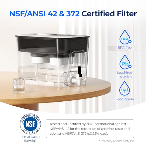 Waterdrop 22L Water Filter Dispenser - Black Upgraded Faster Flow