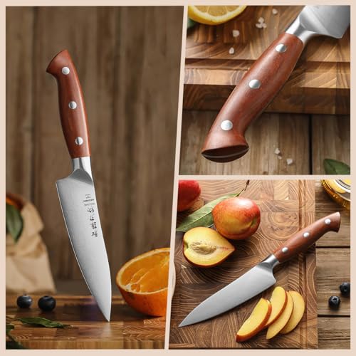HEZHEN 3-Piece Chef Knife Set, High Carbon Stainless Steel, Full Tang Handles