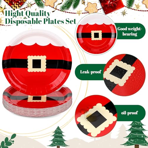 Uiifan 120 Pcs Christmas Paper Plates Set 9 Inch Santa Gingerbread Snowman Variant