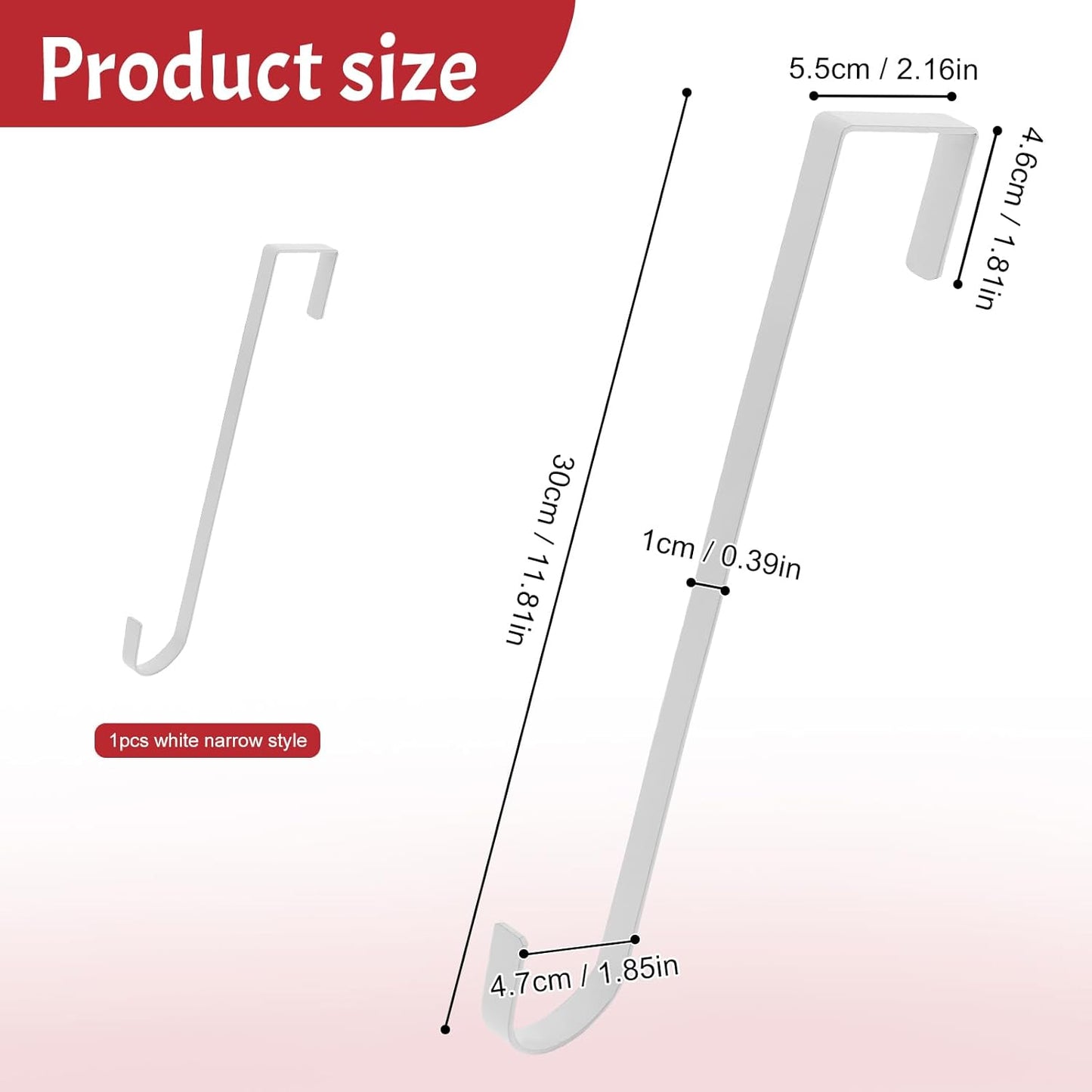 Skiennix 12-Inch Wreath Hanger - Durable Over-The-Door Hook for Christmas & Halloween Decor