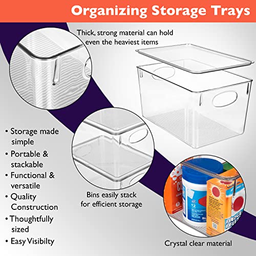 8 Pack Clear Plastic Storage Bins with Lids - 11 x 7.5 x 6 Inch Kitchen & Pantry Organization