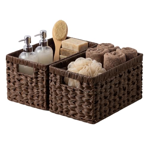 Wicker Storage Baskets for Shelves - Brown, 13"L x 8¼"W x 7"H, 2 Pack