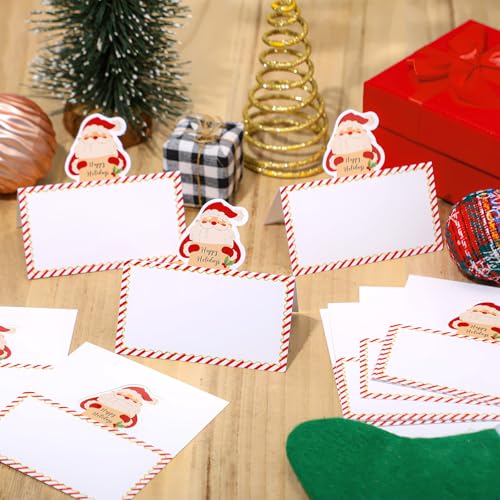 Fumete 100 Pcs Santa Claus Christmas Place Cards for Table Setting, Santa Claus Variation