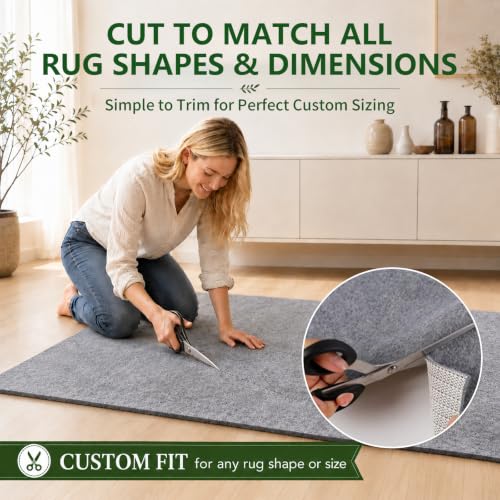 Enjoy Holiday 1981 8x10 ft Grey Non-Slip Rug Pad with Double Felt & Rubber Layer