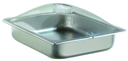 BroilKing SPL-2P 14" Chafing Pan with Clear Polycarbonate Lid | Food Warmer Accessory for Buffet Server Trays | 4.3 Qt Capacity, Fits PS-NBS PS-TBS Pan Holders, 14"W x 7"L x 2.5"H, Stainless Steel