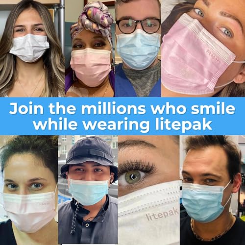 Litepak Blue Disposable 3-Ply Face Masks - 2000 Pack, Breathable & Hygienic