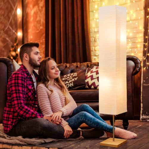GyroVu White Paper Shade Tall Floor Lamp for Living Room & Bedroom - Adjustable Color Temperature
