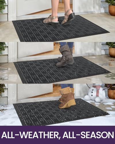 DEXI Maze Black Outdoor Entrance Door Mat 48x72 Rubber Doormat