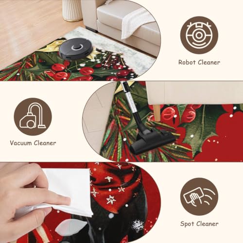 Kwlegh Christmas Dog Area Rug 24x35 Inch Washable Holiday Rug with Non-Slip Backing