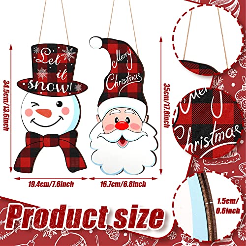 Namalu 2-Pack Christmas Wooden Door Decorations Santa & Snowman