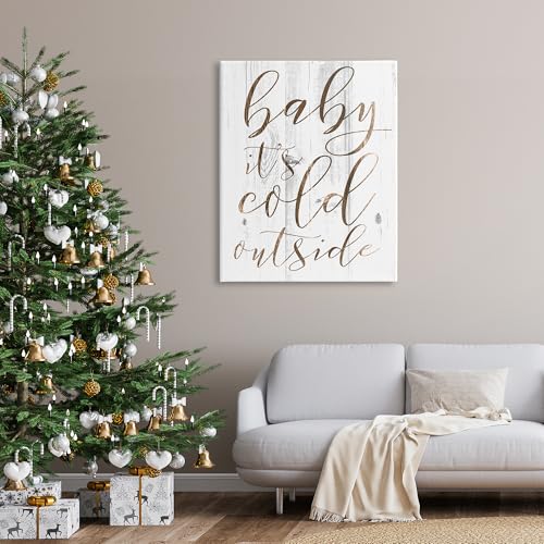 Unframed 48x36 Inch Canvas Wall Art - Baby Its Cold Outside Cursive Holiday Decor