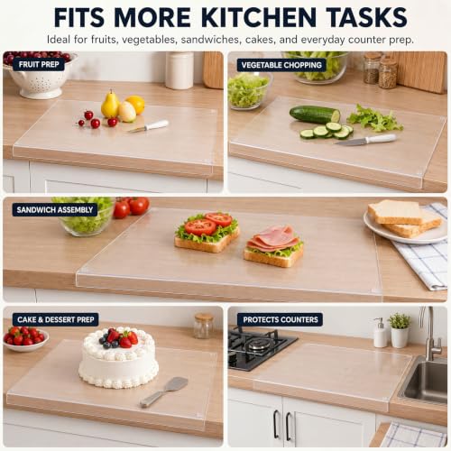 Wesiti Clear Acrylic Cutting Board with Counter Lip - Extra Large 47" x 22"