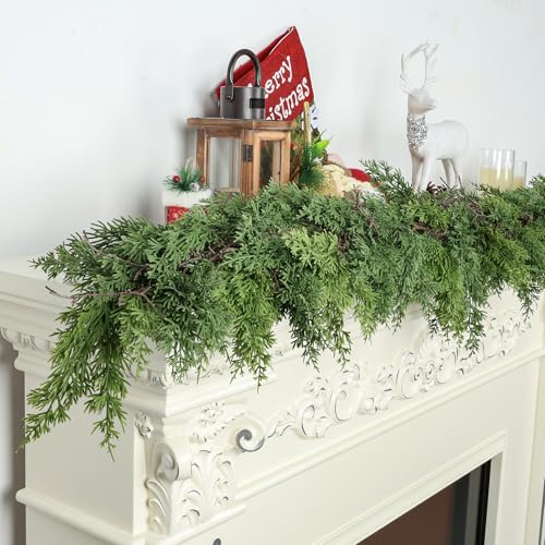Artgar 9 Ft Christmas Cedar Garland - Realistic Greenery Cypress Garlands (Green 9ft)