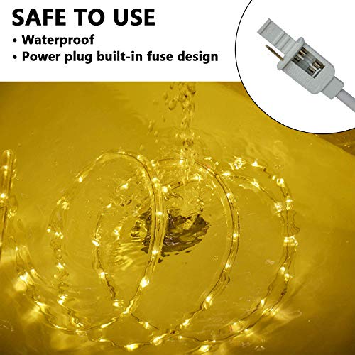 LED Rope Lights Outdoor Waterproof 50FT Warm White Connectable & Cuttable
