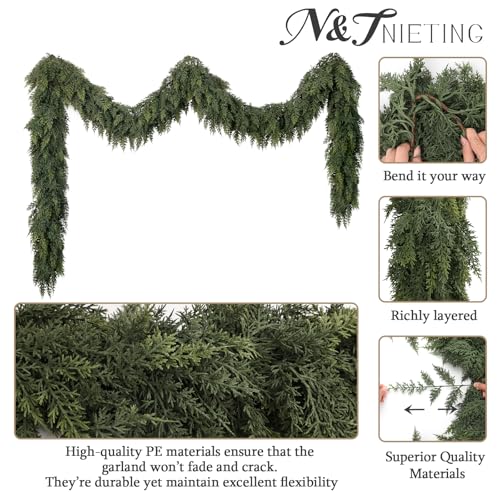N&T NIETING 15 Ft Real Touch Cedar Garland Christmas Decor Green