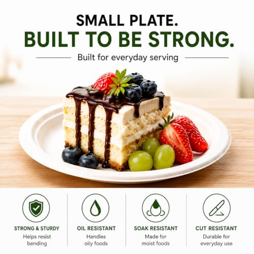 Uniecocus 6 Inch Disposable Paper Plates 1000 Pack Small Dessert Plates, White, Eco-Friendly & Heavy-Duty