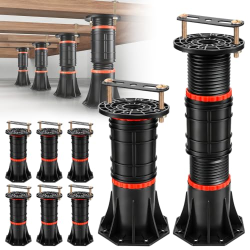 LOSCHEN Adjustable Bed Support Legs 8.4-13.5 Inch, Heavy Duty Reinforcement Feet (8pcs)