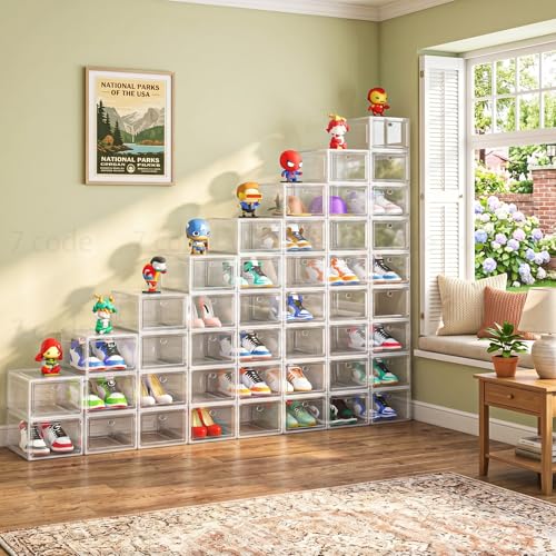 7 Code White 6-Pack Clear Shoe Organizer with Magnetic Door, Stackable