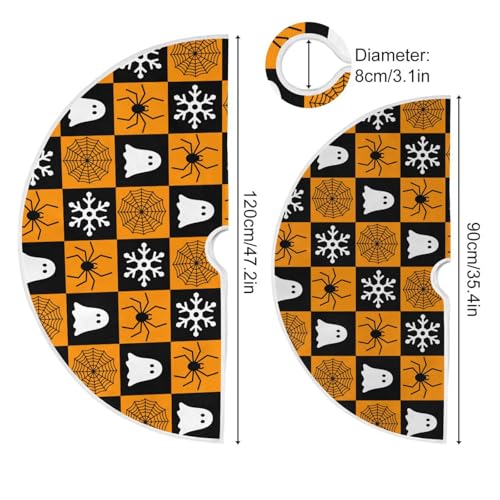 BOENLE A0021 Large 48in Halloween Ghost Snowflake Spider Web Christmas Tree Skirt Burlap