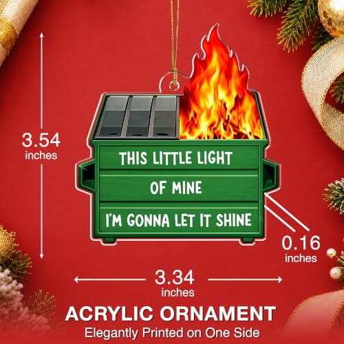 WITTSPOT Dumpster Fire 01 Christmas Ornament - Funny Office Gag Gift
