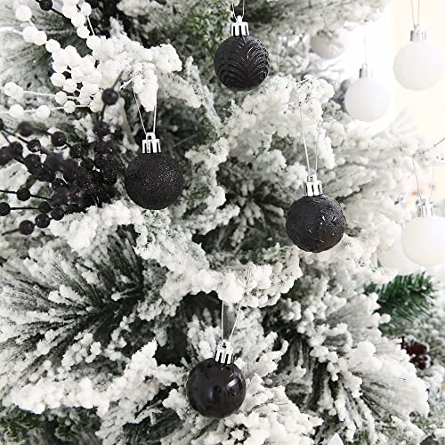 34ct Black Mini Christmas Ball Ornaments Shatterproof Plastic Tree