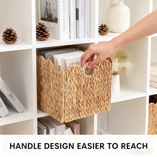 Natural Wicker Storage Baskets Set - Light Beige 12x12 Inches 4-Pack