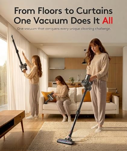RONEAIR Cordless Vacuum Cleaner 40Kpa 45Min Run Time, 6-in-1 Self-Standing Dark Gray