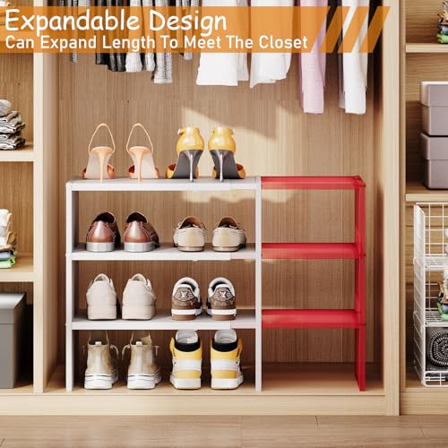 White 3-Tier Expandable Shoe Rack Organizer for Closet & Entryway - Pack of 1