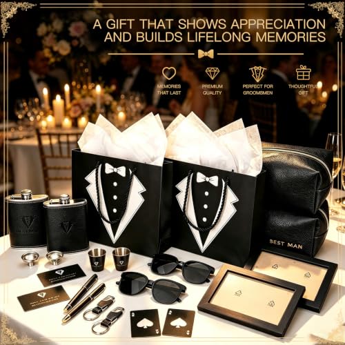 Black 84-Piece Groomsmen Gifts Set for Wedding Party - 7 Sets