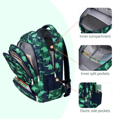 Kids Dinosaur Backpack for Boys - Lightweight School Bookbag, Water-Resistant & Durable