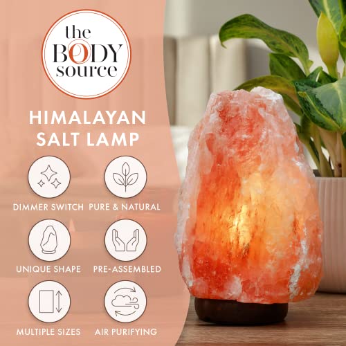 Large 8-10 Inch Himalayan Salt Lamp with Dimmer - Pink Rock Night Light & Wooden Base