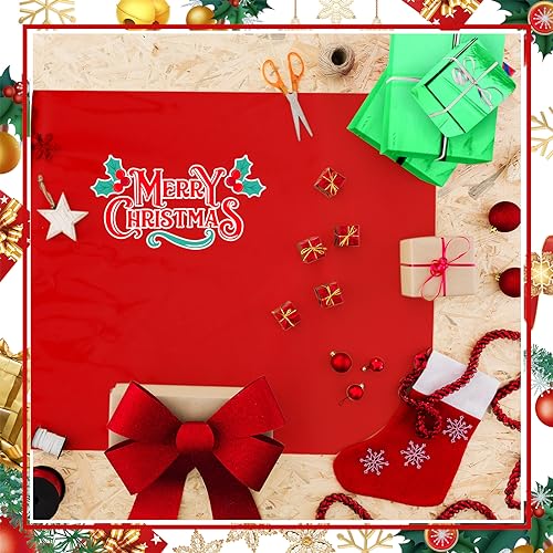 Tatuo Christmas Foil Green & Red Disposable Tablecloths 20 Pack 54x108 Inch