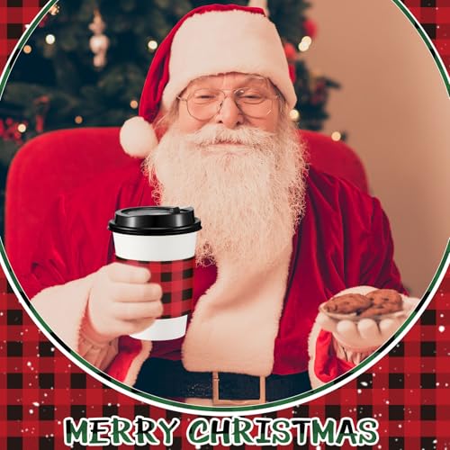 Christmas Coffee Cup Sleeves 200 Pcs Buffalo Plaid Red & Green