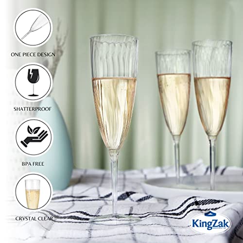Champagne Flutes - 96 Count Premium 6 oz Clear Hard Plastic Disposable Glasses