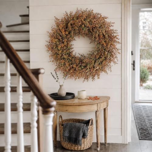 32-Inch Fall Artificial Eucalyptus Wreath with Seeds for Front Door Decor - Variation of THIS listing