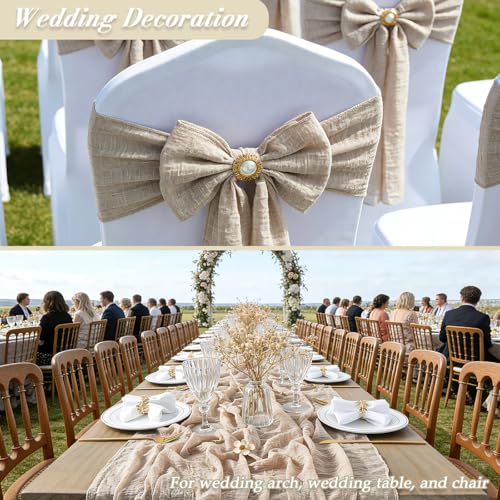 YATOJUZI Beige 10ft Cheesecloth Table Runner - 120in Natural Rustic Gauze
