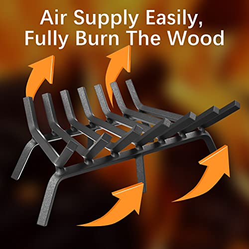 24 Inch Fireplace Grate - Heavy Duty Solid Steel Log Holder for Indoor & Outdoor Fireplaces