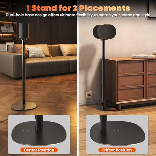 PUTORSEN Black Speaker Stands for Sonos Era 100, 100 SL & Era 300 - Set of 2, Adjustable Height, Cable Management