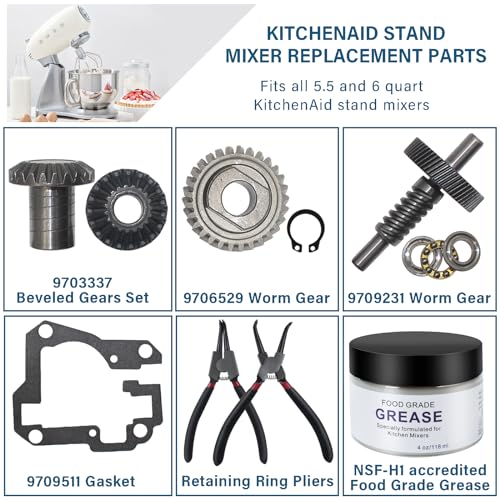Worm Gear Kit for KitchenAid & Whirlpool 5QT 6QT Mixers - Replacement Parts