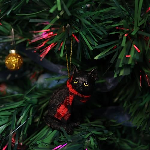 Needzo Black Cat Christmas Ornament 3 Inches (Bombay Kitty with Scarf) — Variation: Black Cat
