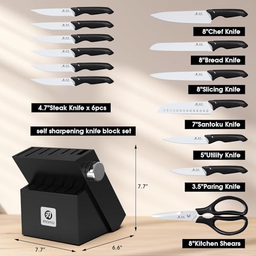 imarku 14-Piece Japanese High-Carbon Stainless Steel Knife Set Black - Professional Kitchen Cutlery
