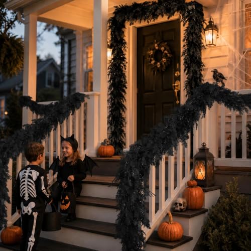 Halloween Garland 8.9FT Black Artificial Fall Decor for Mantle, Fireplace, Door - Variation 1