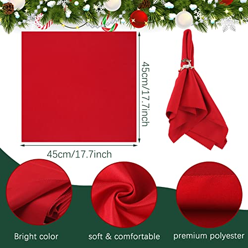 EBOOT Christmas Napkin Rings Set with Elk & Bell Designs, Red Cloth, 16 pcs