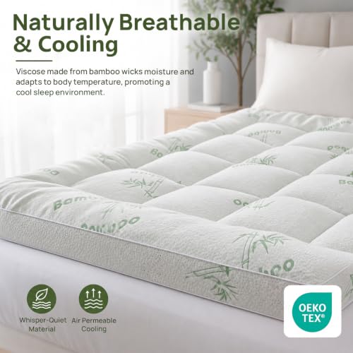 King Size Pillow-Top Mattress Topper 1200 GSM Bamboo Visco Filler Deep Pocket