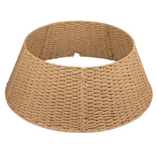 Bribay Natural Wicker Woven Christmas Tree Collar 28 Inch - 4 Pack