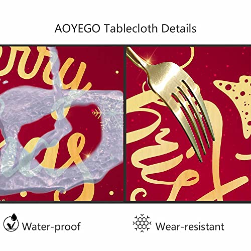 AOYEGO 60" Round Christmas Tablecloth with Snowflake Elk Pattern – Waterproof Holiday Linen